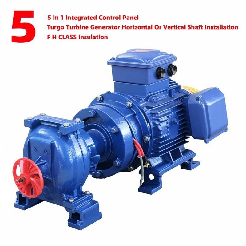 Turgo-Turbinengenerator mit 5-in-1-integriertem Bedienfeld für horizontale oder vertikale Welleninstallation und F F H KLASSE Isolierung