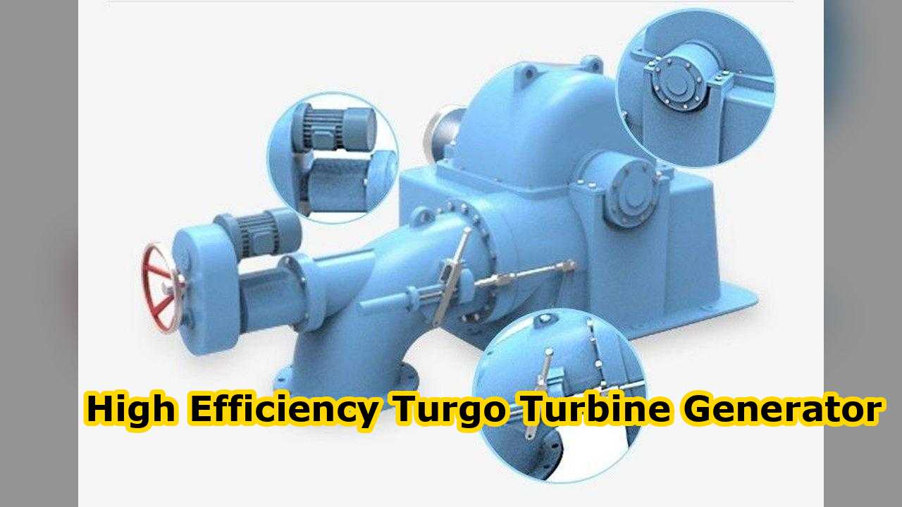 3-Phasen-Turgo-Turbinengenerator, ausgelegt für einen Auslegungsdurchfluss von 0,744 M³s bis 1,176 M³s und einen Wirkungsgrad von bis zu 87 Prozent Energielösung